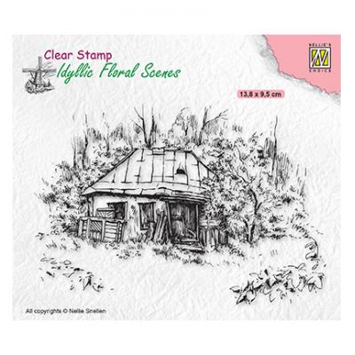 Nellie's Choice Clear Stamp - Idyllic Floral Scenes Old Cottage